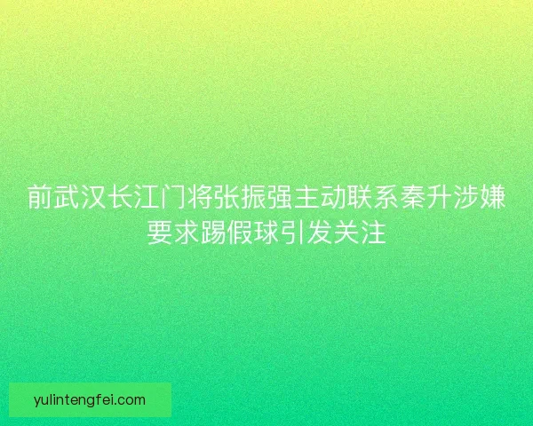 前武汉长江门将张振强主动联系秦升涉嫌要求踢假球引发关注
