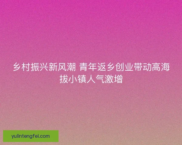 乡村振兴新风潮 青年返乡创业带动高海拔小镇人气激增