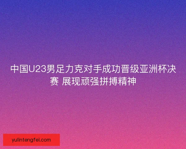 中国U23男足力克对手成功晋级亚洲杯决赛 展现顽强拼搏精神